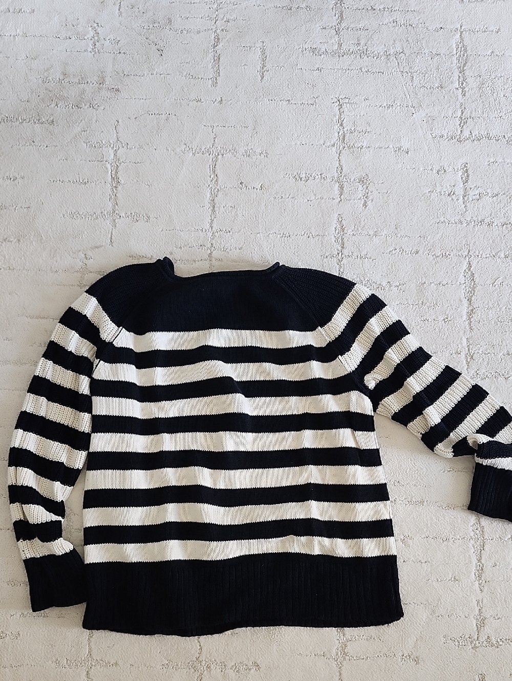aerie Black and White Striped Knit Sweater